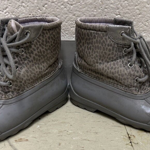 SPERRY Rain Boots Gray Waterproof Rain Boot Rubber Sz 1 Cheetah - Picture 6 of 6